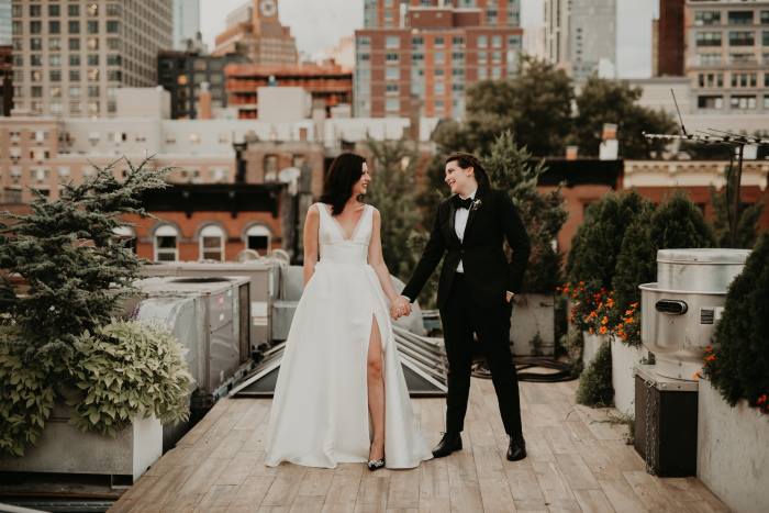 Rooftop photos at wedding venue in Brooklyn, NY