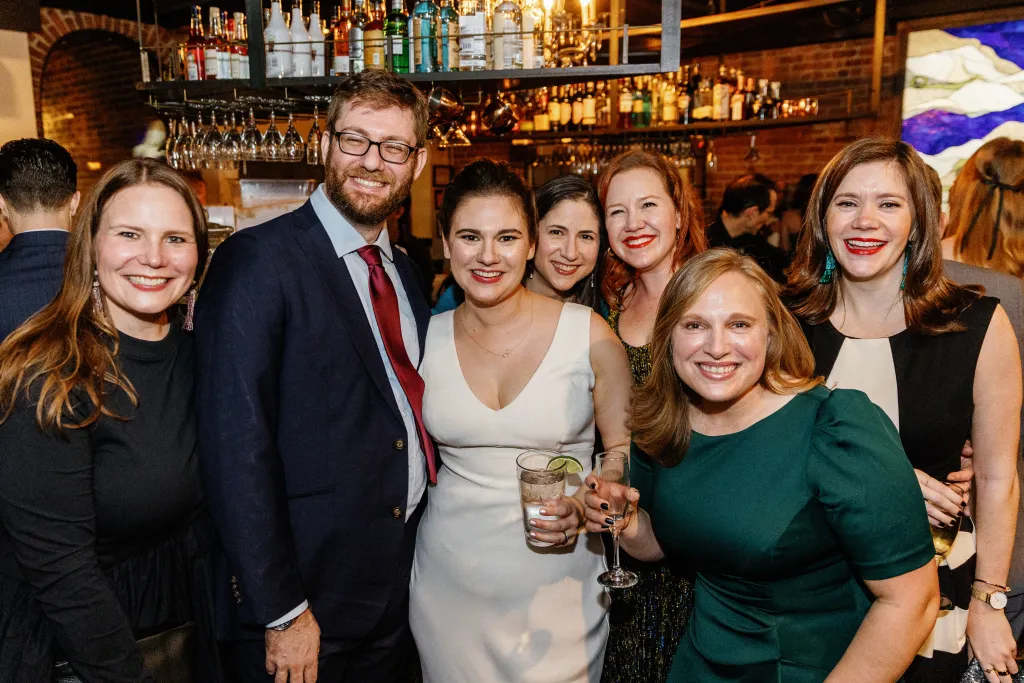 Katie and Zachary with friends and family
