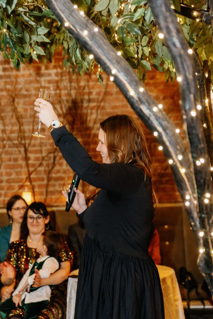woman toasting the wedding