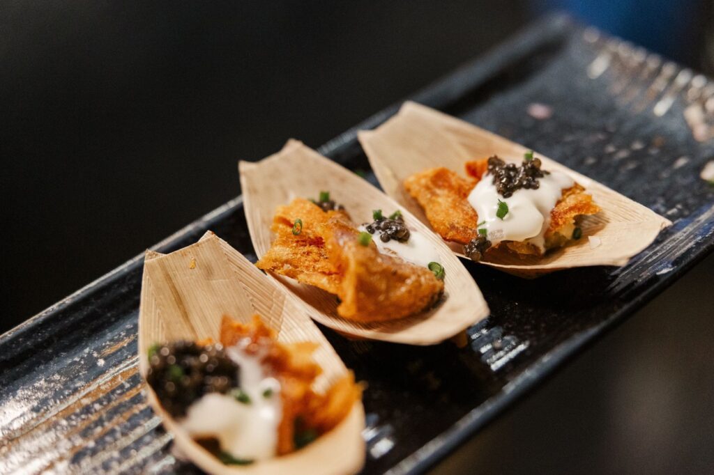 Passed hors d’oeuvres at Deity Brooklyn cocktail wedding reception