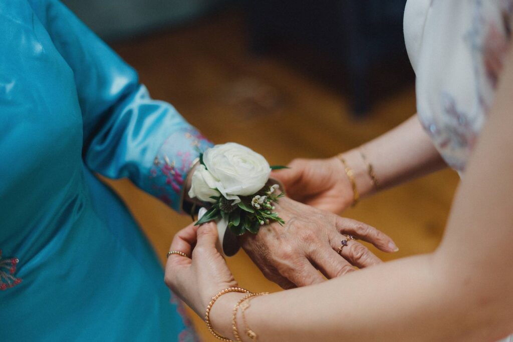 Bride getting ready in the Bridal Suite at Deity Brooklyn wedding venue