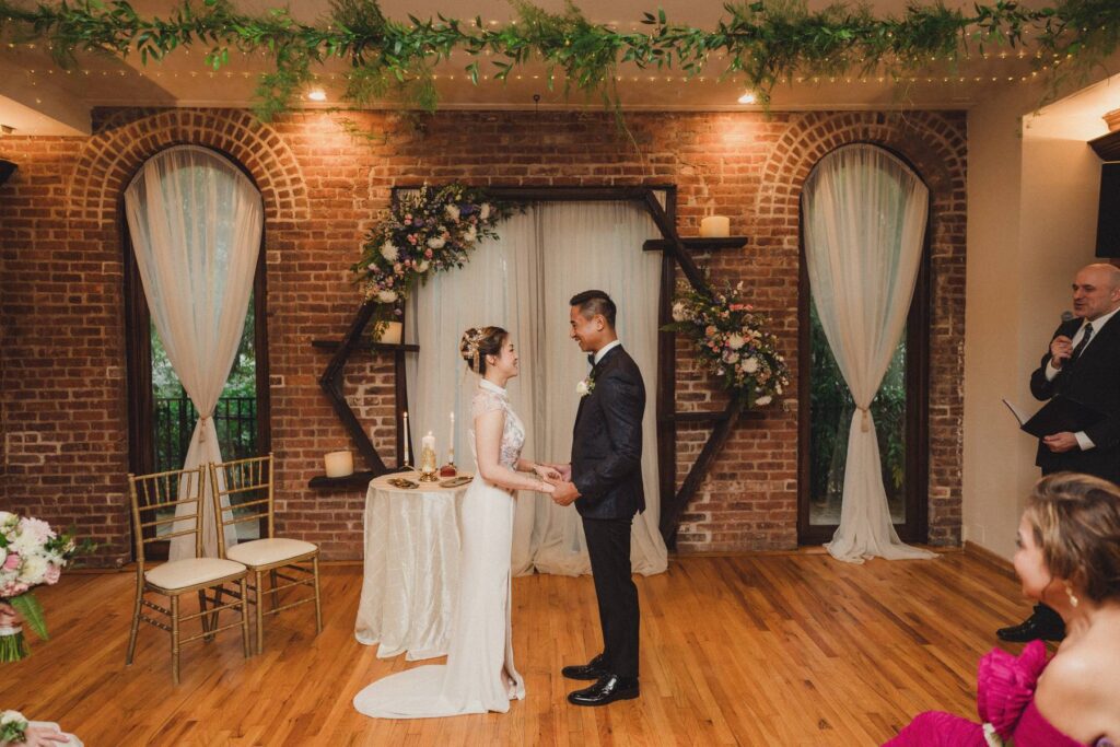 Wedding ceremony in the Loft at Deity Brooklyn micro-wedding venue